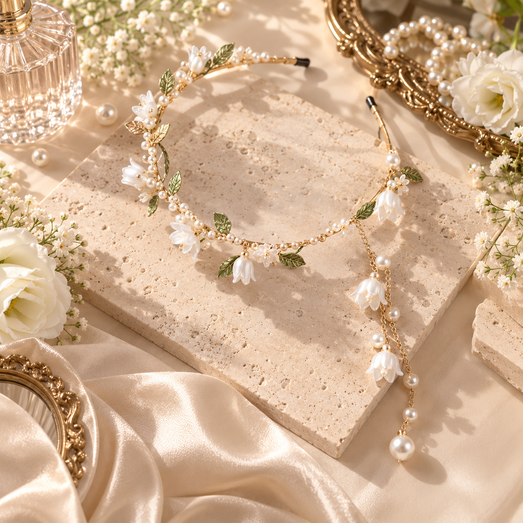 VeloraBloom Pearl Vine Tassel Headband