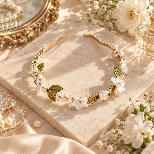 VeloraBloom Pearl Blossom Headband