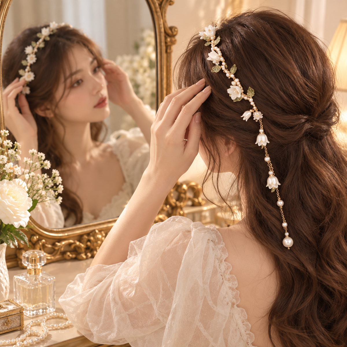 VeloraBloom Pearl Vine Tassel Headband