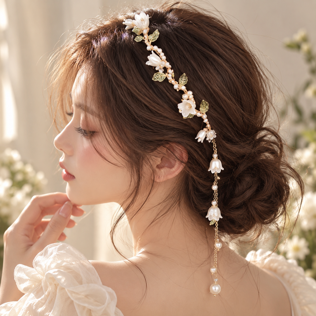 VeloraBloom Pearl Vine Tassel Headband