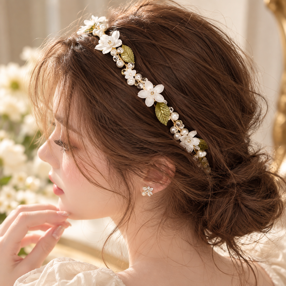 VeloraBloom Pearl Blossom Headband